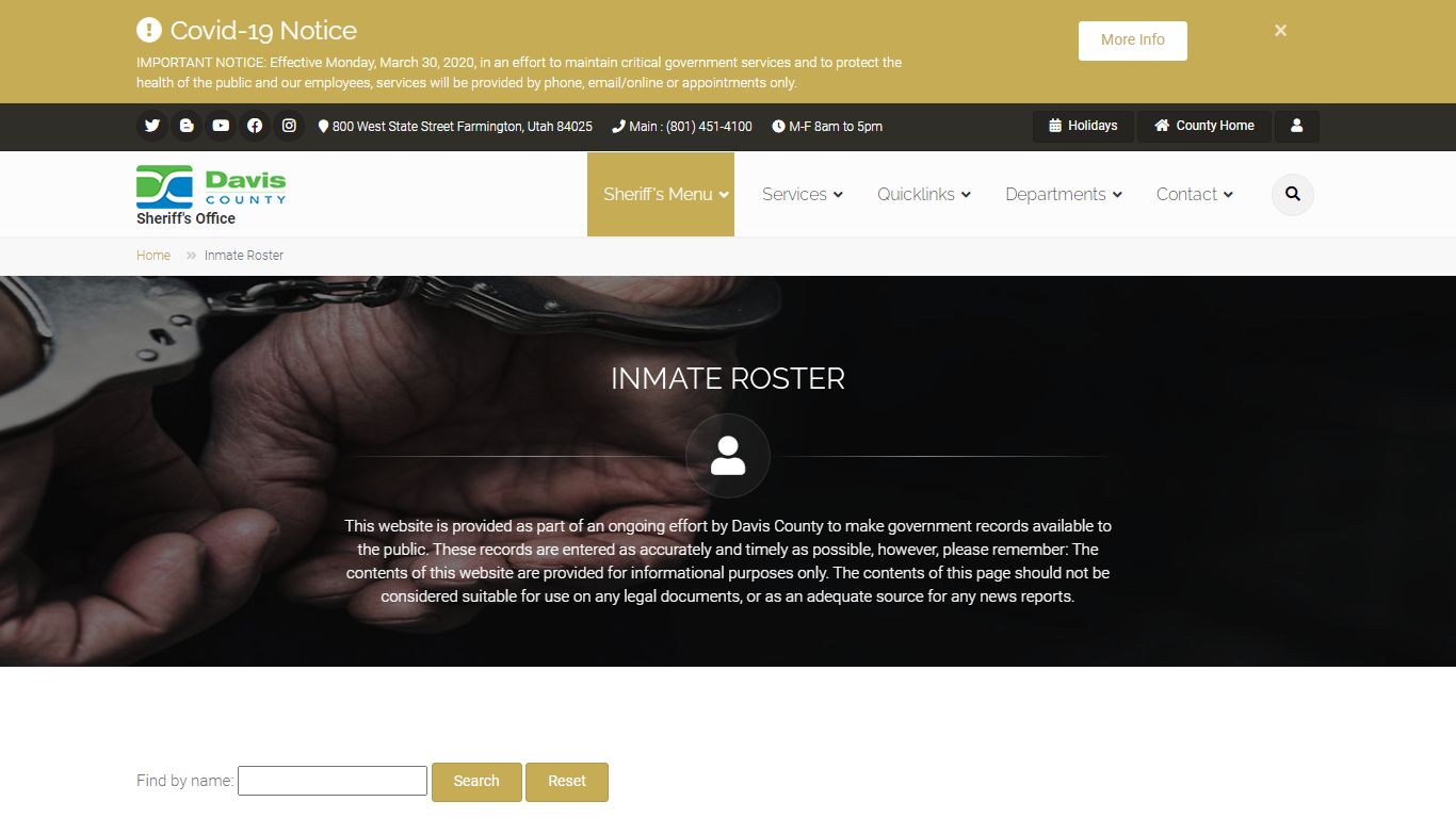 Inmate Roster - co.davis.ut.us